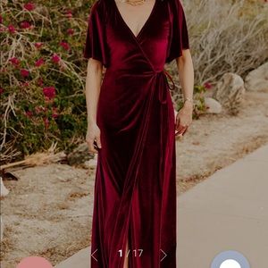 Baltic Born Meghan Velvet Wrap Maxi Dress in Mulberry
